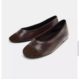 Zara Dark Brown Leather Flats